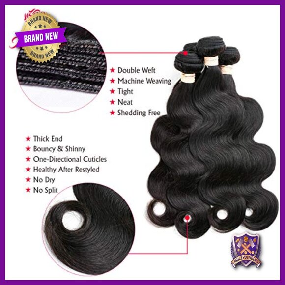 Brazilian Body Wave Virgin Human Hair Bundles with 4x4 Lace Closure main image 4